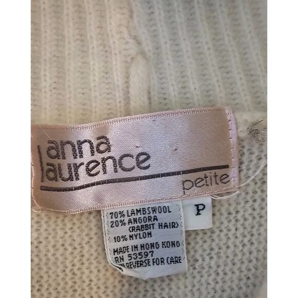 Vintage Anna Laurence Embellished Angora Sequin Sweater Cream Turtleneck Holida - Picture 10 of 10